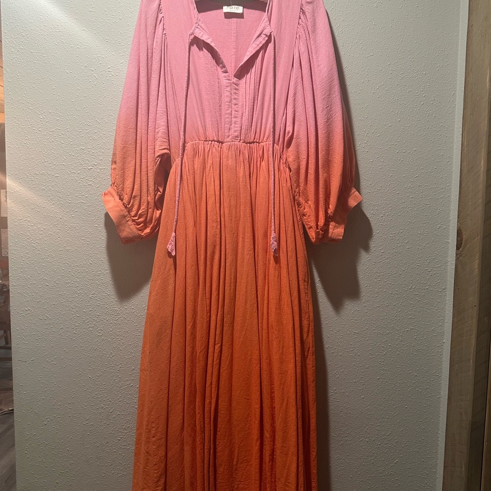 Fate Ombré Pink Coral Midi Dress | Small